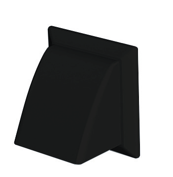 Rigid Duct Outlet Cowled with Damper 100mm Black