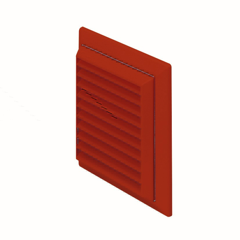 Rigid Duct Outlet Louvered Grille with Flyscreen 100mm Terracotta