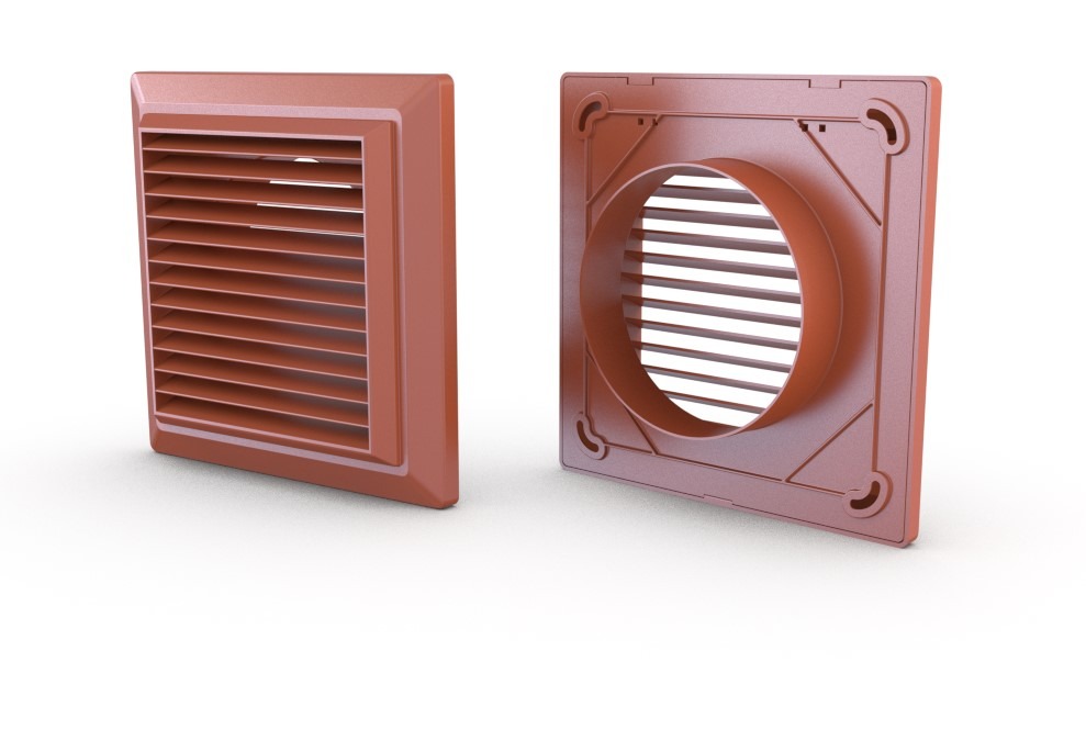 Rigid Duct Outlet Louvered Grille 125mm Terracotta