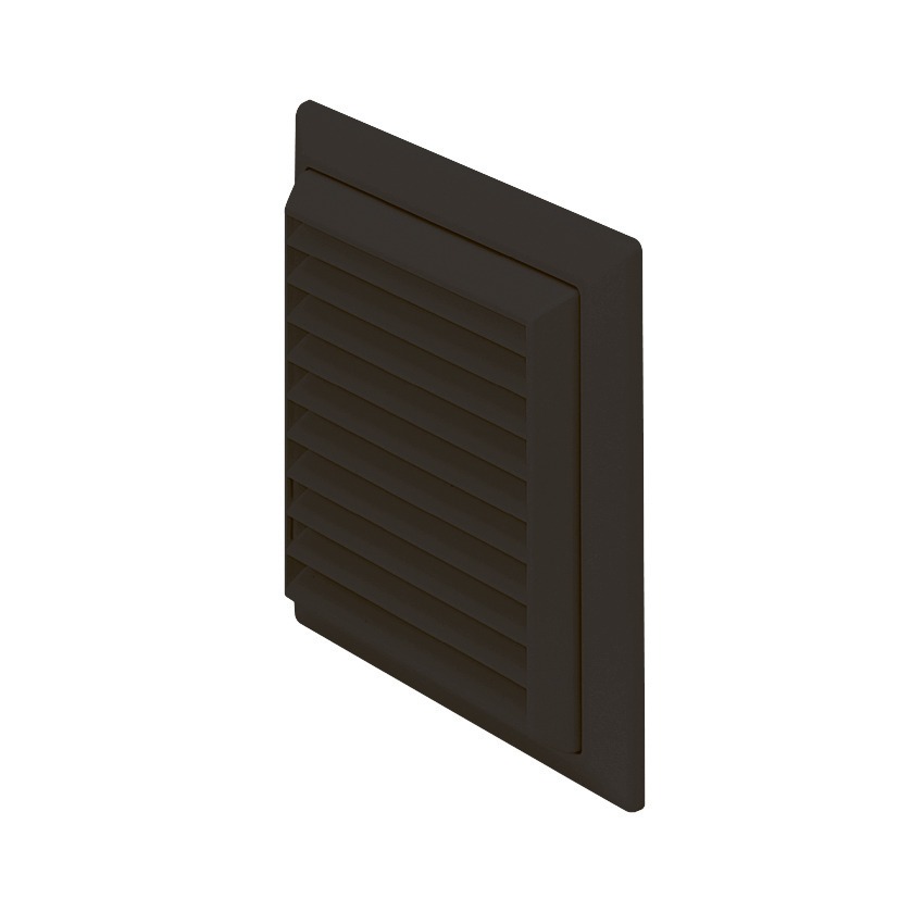 Rigid Duct Outlet Louvered Grille with Flyscreen 150mm Black