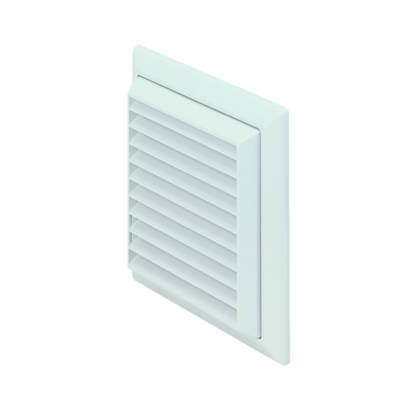 Rigid Duct Outlet Louvered Grille with Flyscreen White